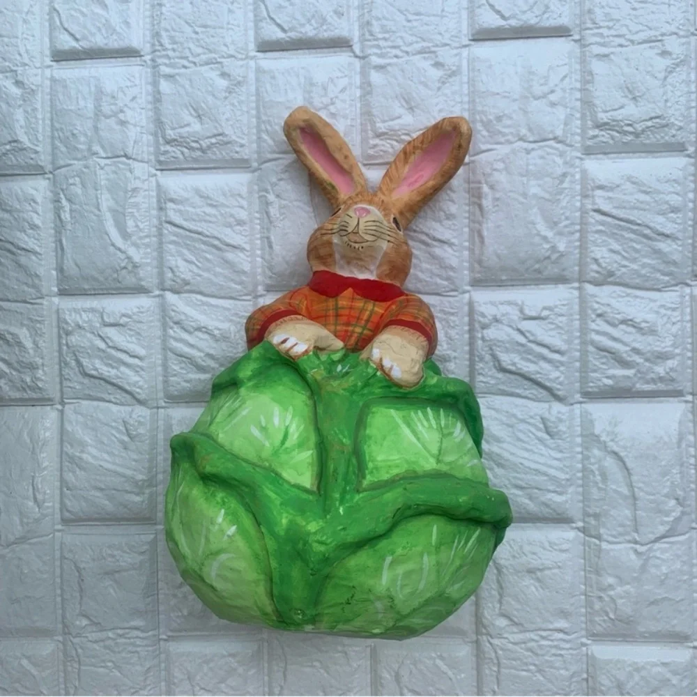 Vintage Paper Mache Bunny Rabbit In Cabbage Decor Department 56